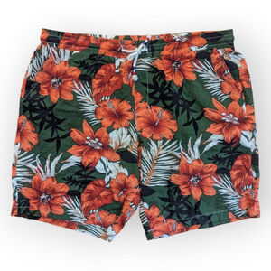 Jogal Shop Hawaiian Floral Shorts Green Orange Size XXL